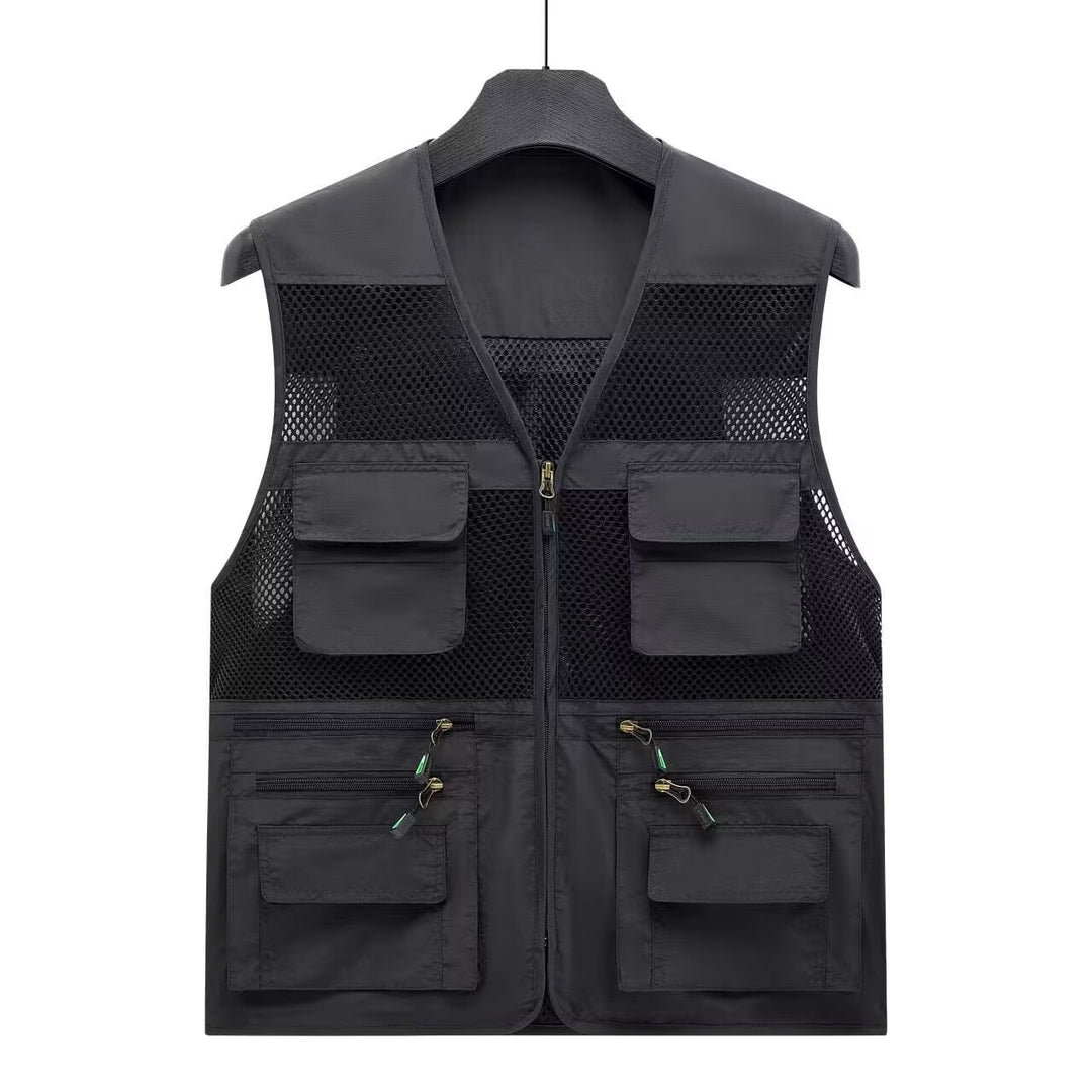 Herren Leichte Mesh-Utility-Weste mit vielen Reißverschluss- und Klapptaschen für Outdoor und Fotografie Shop Nory