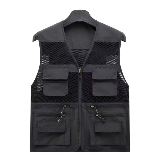 Herren Leichte Mesh-Utility-Weste mit vielen Reißverschluss- und Klapptaschen für Outdoor und Fotografie Shop Nory