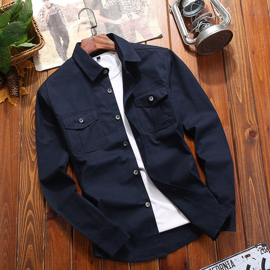 Herren Utility-Overshirt mit Brustpattentaschen und Hemdkragen Shop Nory