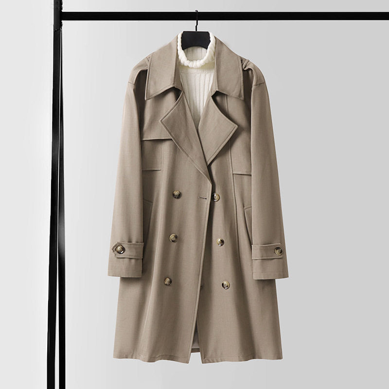 Damen Moderner Kurzmantel im Trench‑Stil mit doppelreihiger Knopfleiste und Epauletten Shop Nory