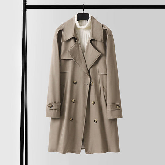 Damen Moderner Kurzmantel im Trench‑Stil mit doppelreihiger Knopfleiste und Epauletten Shop Nory
