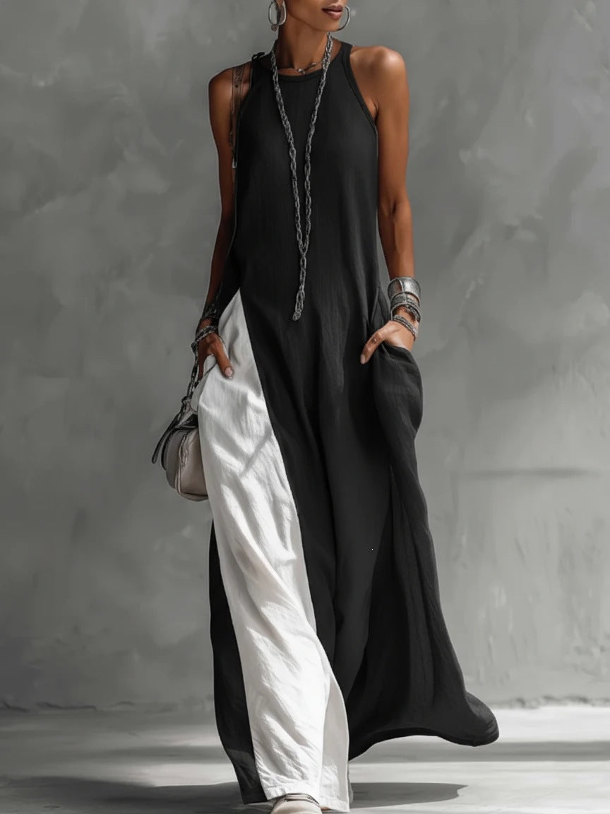 Damen Lässiges Maxikleid mit asymmetrischem Schnitt und tiefem Rückenausschnitt