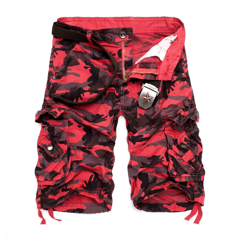 Herren Camo Cargo-Shorts mit mehreren Taschen und verstellbarem Bund