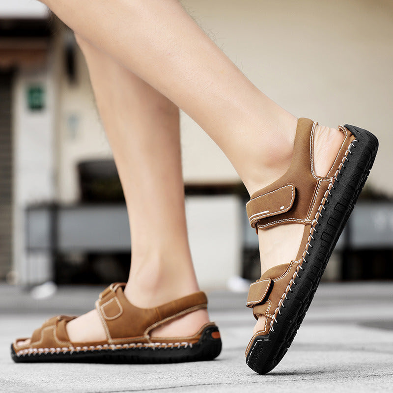 Herren Atmungsaktive Veloursleder-Sandalen mit verstellbarem Riemen
