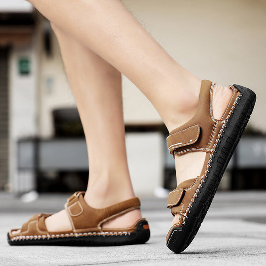 Herren Atmungsaktive Veloursleder-Sandalen mit verstellbarem Riemen