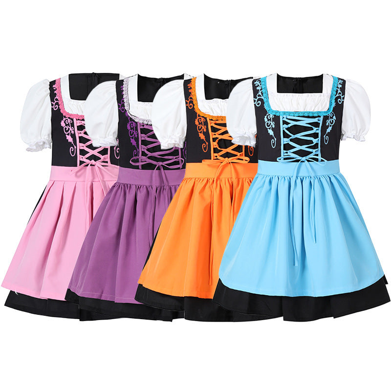 Damen nan trachtiges Dirndlkleid mit geschnürtem Mieder, Puffärmeln und abnehmbarer Schürze Shop Nory