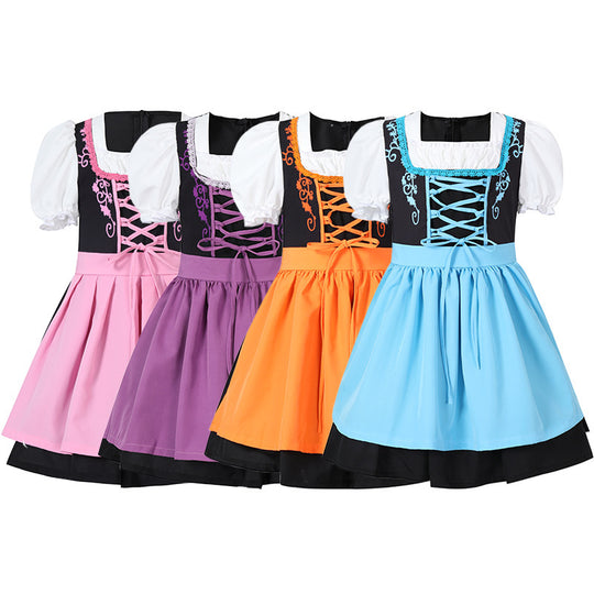 Damen nan trachtiges Dirndlkleid mit geschnürtem Mieder, Puffärmeln und abnehmbarer Schürze Shop Nory