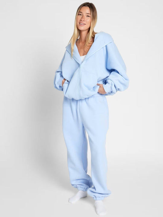 Damen Oversized Kapuzenjacke mit gemütlicher Passform und tiefen Taschen Shopnory