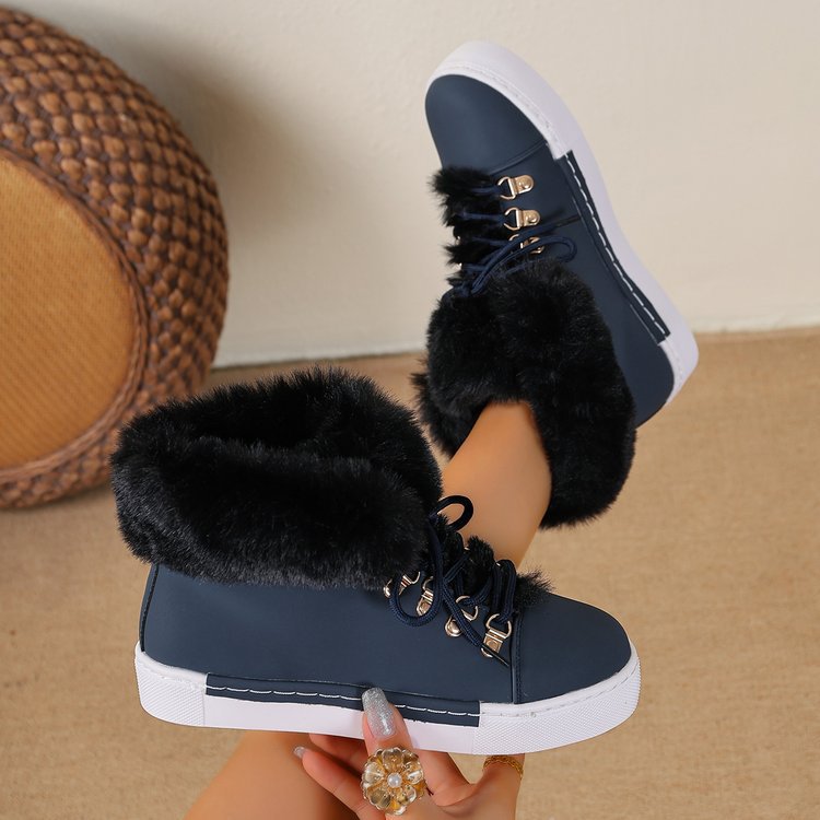 Damen Winterliche Sneaker-Stiefelette mit Kunstfellkragen und Plateau Shop Nory
