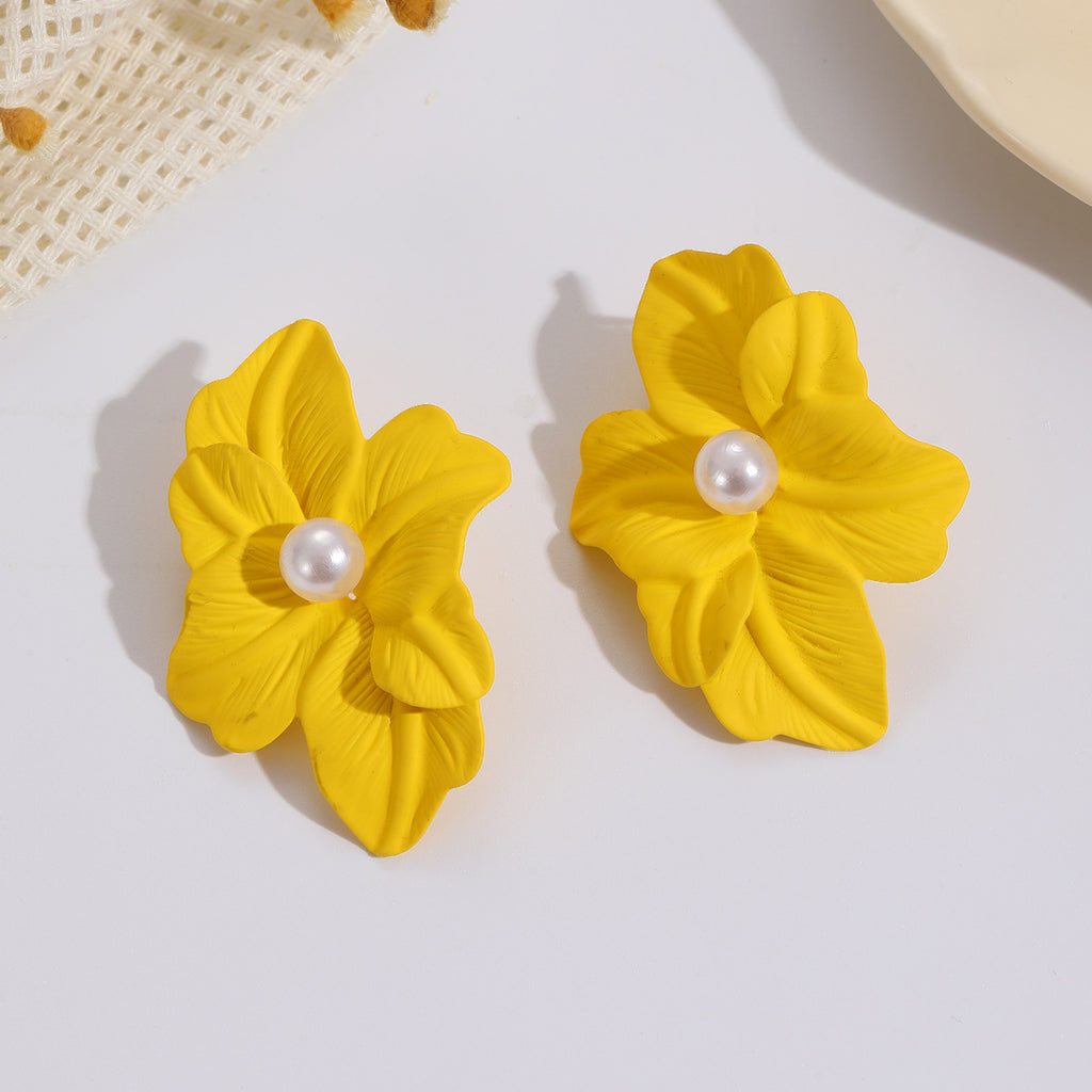 Damen Ohrclips im floralen Design mit eleganter Perle Shop Nory