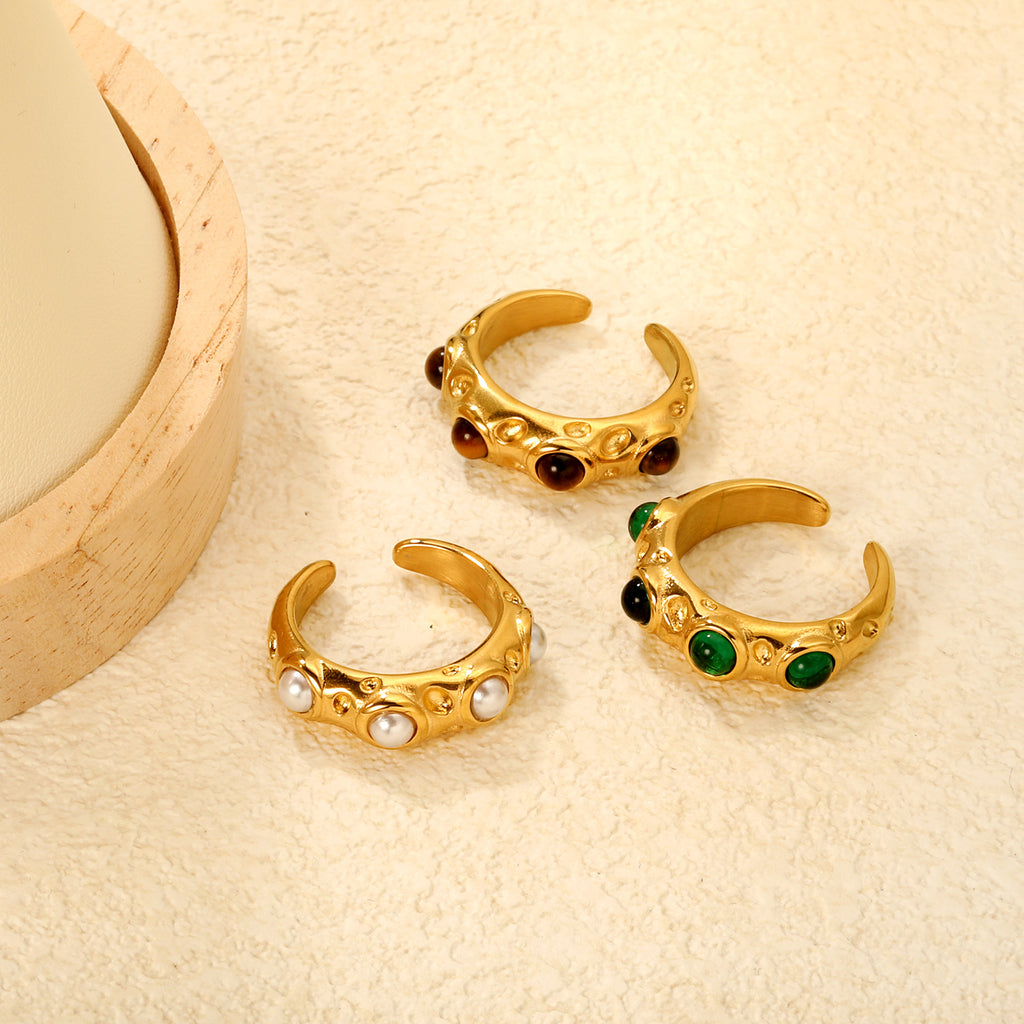 Damen verstellbarer Ring mit einzigartigem Design und edlen Tigerauge-Steinen Shop Nory