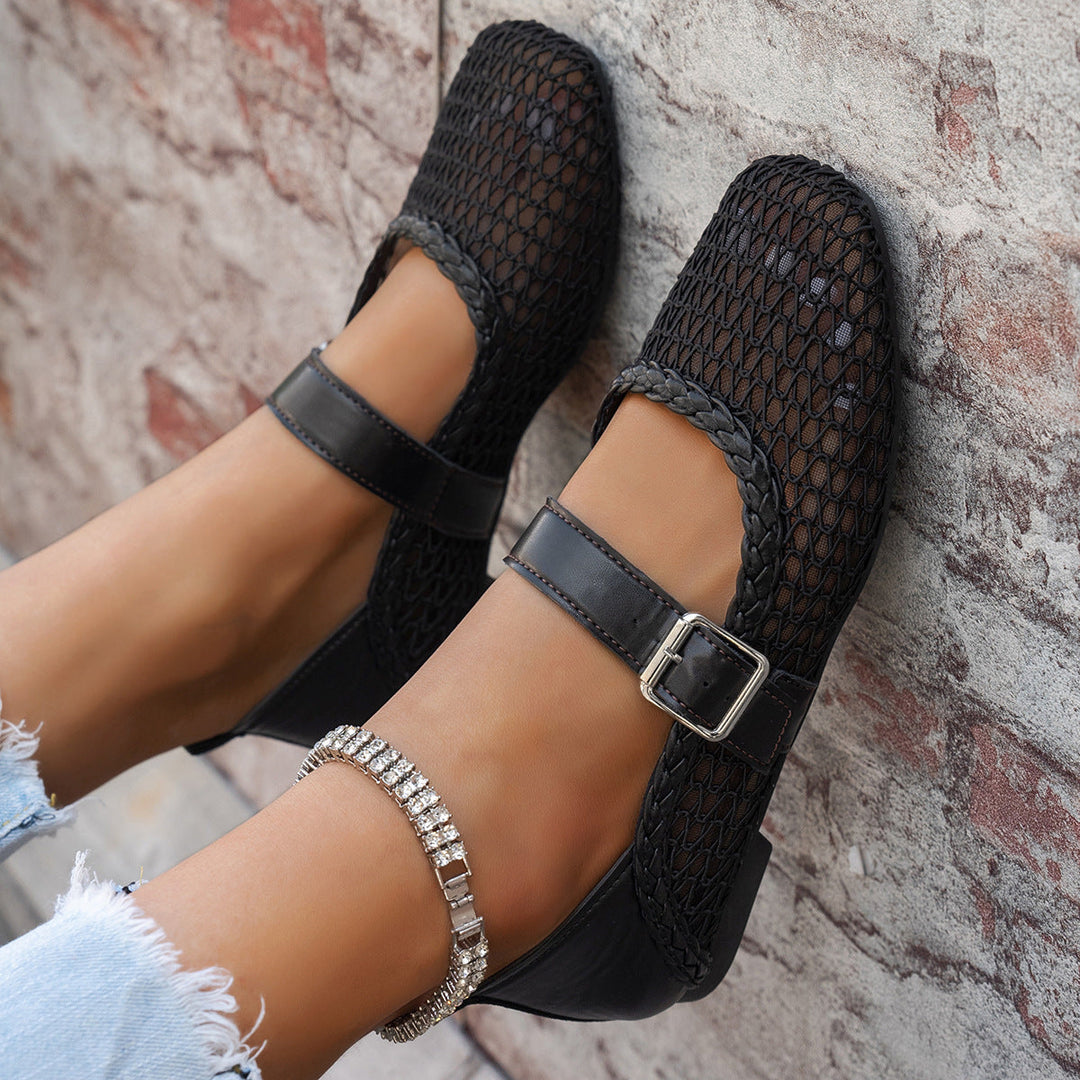 Damen elegante Ballerinas mit floralen Applikationen und rutschfester Sohle
