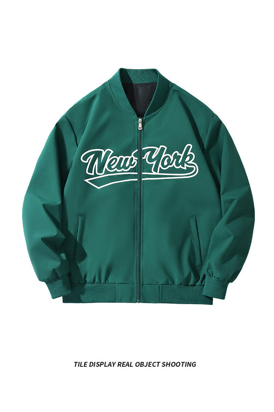 Herren Bomberjacke im College-Stil mit Script-Frontprint und Rippbündchen Shop Nory