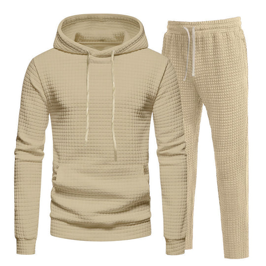 Herren Waffelstruktur-Freizeitset mit Kapuzenpullover und Tunnelzug-Jogginghose Shop Nory