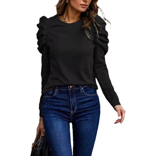 Damen nan feiner Feinstrick-Pullover mit stufigen Volants an den Schultern Shop Nory