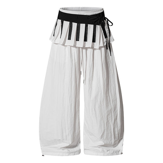 Damen Weite Culotte-Hose mit Volantbund, Tunnelzug und Ballonbein Shop Nory