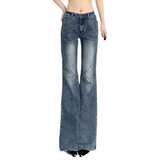 Damen klassische Flared Jeans mit hoher Taille und ausgefranstem Saum Shopnory