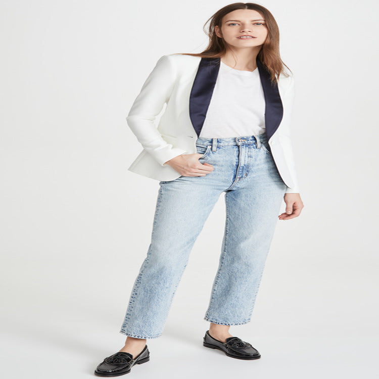 Damen Taillierter Smoking‑Blazer mit satiniertem Schalkragen und Ein‑Knopf‑Front Shop Nory