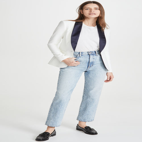 Damen Taillierter Smoking‑Blazer mit satiniertem Schalkragen und Ein‑Knopf‑Front Shop Nory