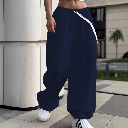 Damen nan weite Baggy-Jogginghose mit hohem Komfortbund, Kordelzug und elastischen Knöchelbündchen Shop Nory