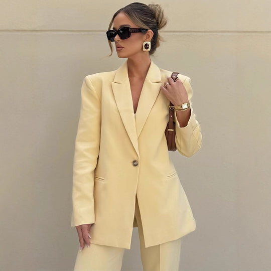 Damen Eleganter Oversize-Blazer mit hoher Taille und weiter Schlaghose Shop Nory