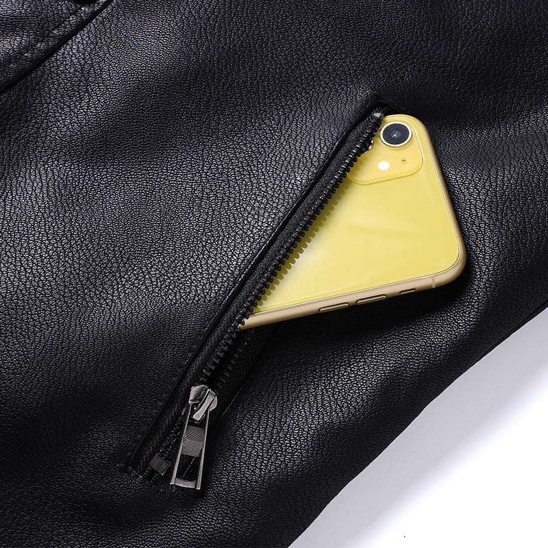 Herren Gefütterte Fliegerjacke aus Kunstleder mit Teddyfutter und zweireihiger Front Shop Nory