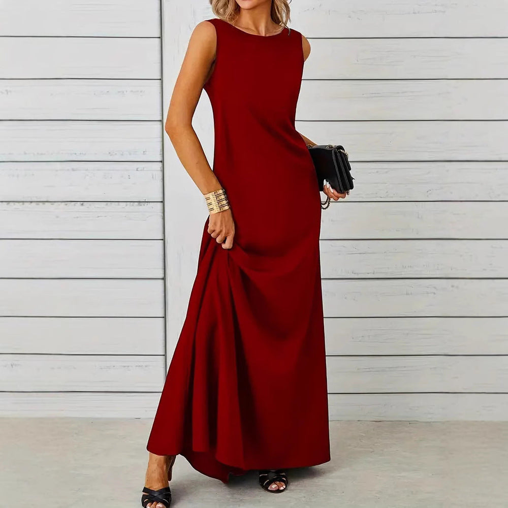 Damen elegantes Maxikleid mit schwingendem Saum und klassischem Schnitt