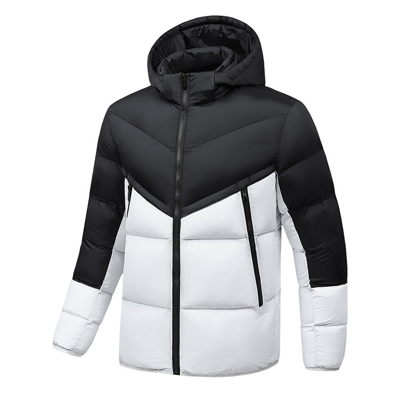 Herren Leichte Daunenoptik-Steppjacke mit Kapuze, winddichter Thermoisolierung und vertikalen Reißverschlusstaschen Shop Nory