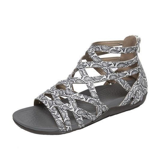 Damen Römersandalen mit Zipper, geflochtenem Cut-Out-Obermaterial und gepolsterter Komfortsohle Shop Nory