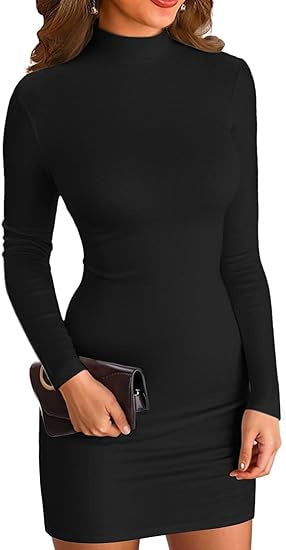 Damen Figurbetontes Rollkragen‑Minikleid aus Stretch‑Jersey mit Langarm Shop Nory