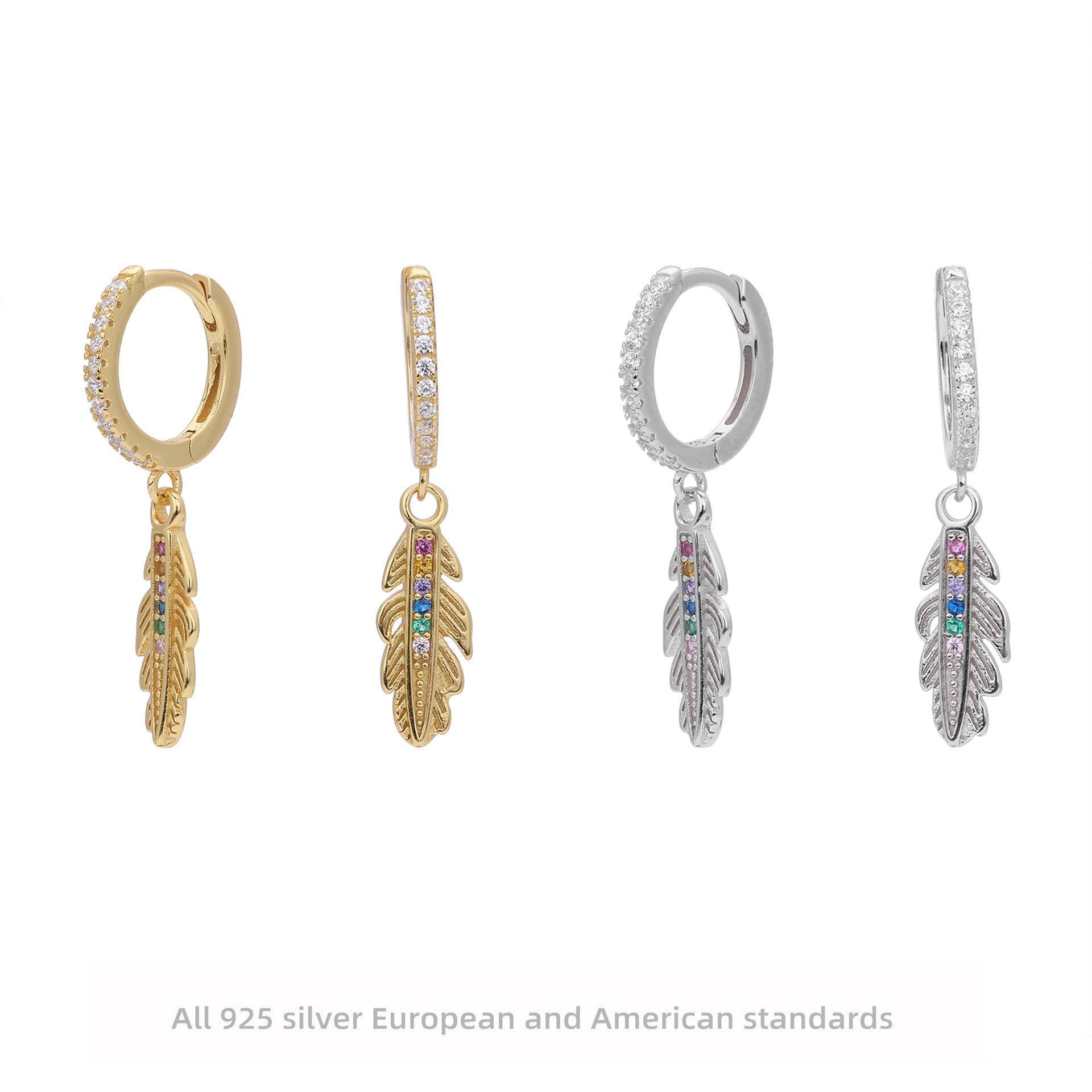Damen Ohrhänger mit filigranem Federmotiv aus hochwertigem 925 Sterling Silber Shop Nory