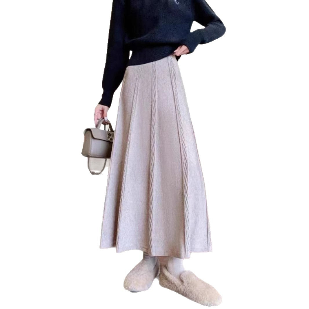 Damen Eleganter Midirock mit feinem Zopfmuster Shop Nory