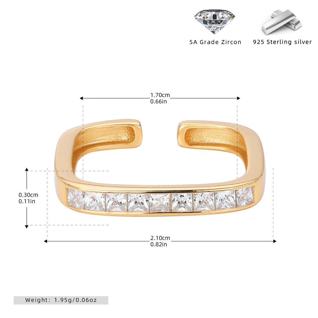 Damen Offener Ring mit luxuriösem Zirkonbesatz aus 925 Sterlingsilber Shop Nory