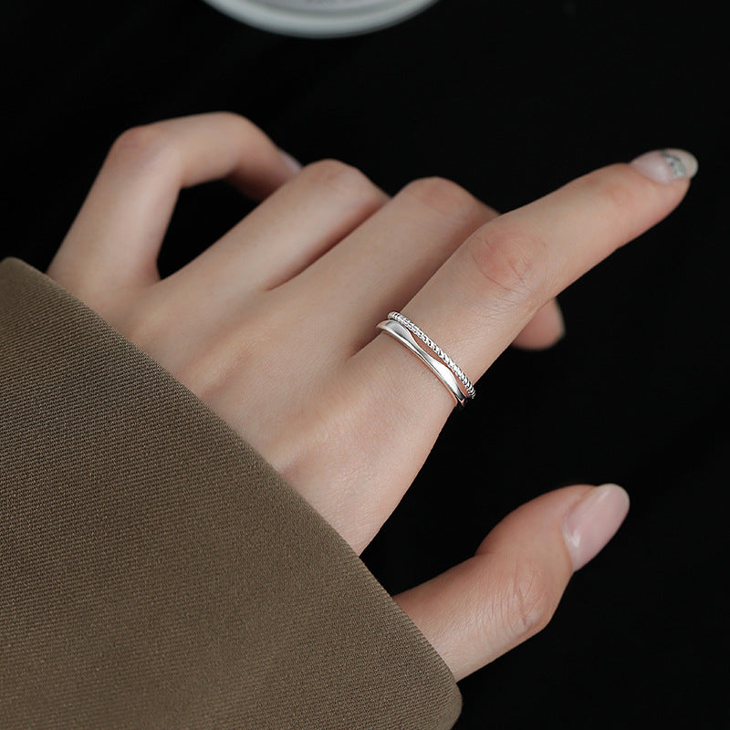 Damen Offener Zierlicher Silberring mit feinen Reliefmustern Shop Nory