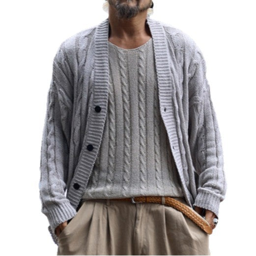 Herren Grobstrick-Cardigan mit Zopfmuster und Knopfleiste Shop Nory