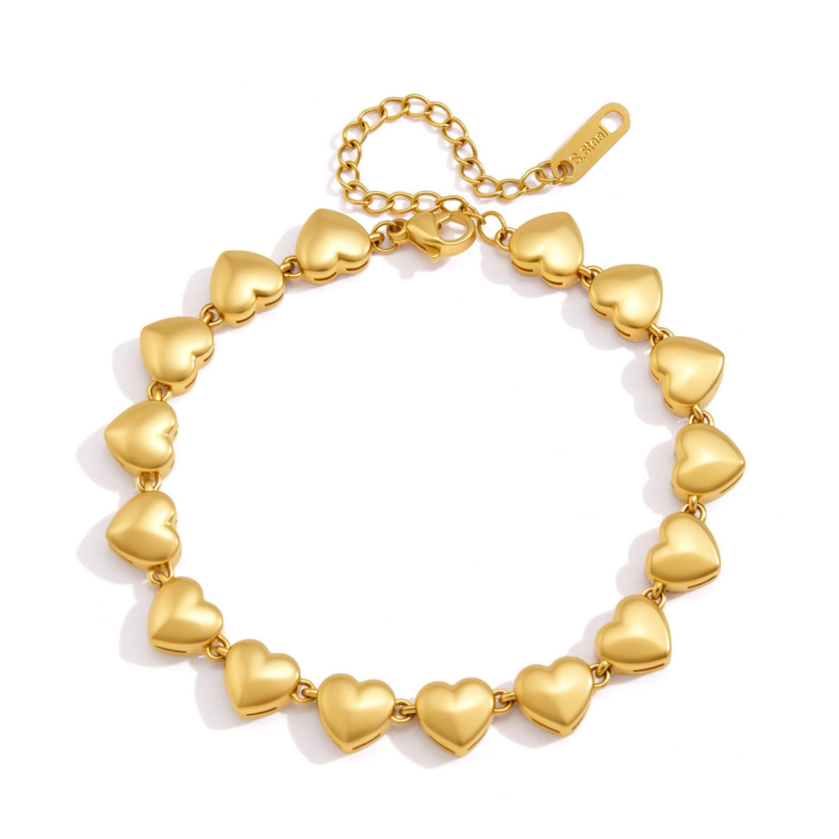 Damen Armband mit herzförmigen Anhängern aus hypoallergenem Edelstahl Shop Nory