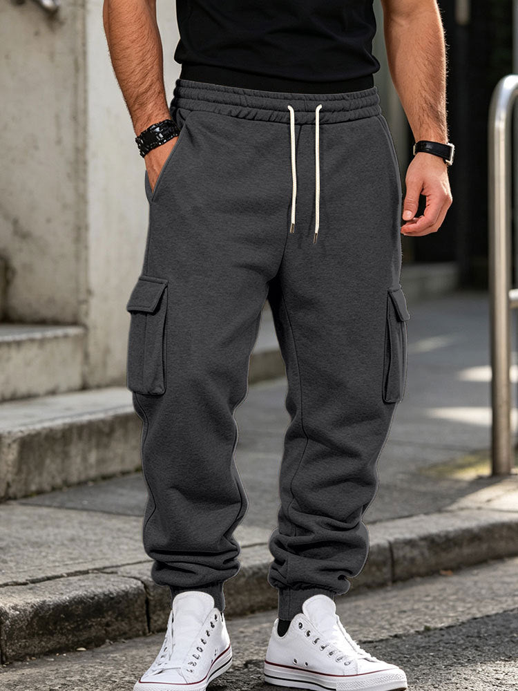 Herren Cargo-Jogginghose aus Baumwollfleece mit elastischem Bund und Beinbündchen Shop Nory