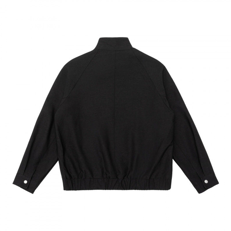 Herren Boxy-Zip-Blouson aus meliertem Strickstoff mit gestreifter Kragenfütterung und elastischem Saum Shop Nory