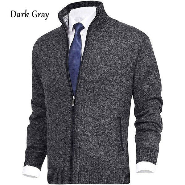 Herren Strickjacke mit Stehkragen und Reißverschluss
