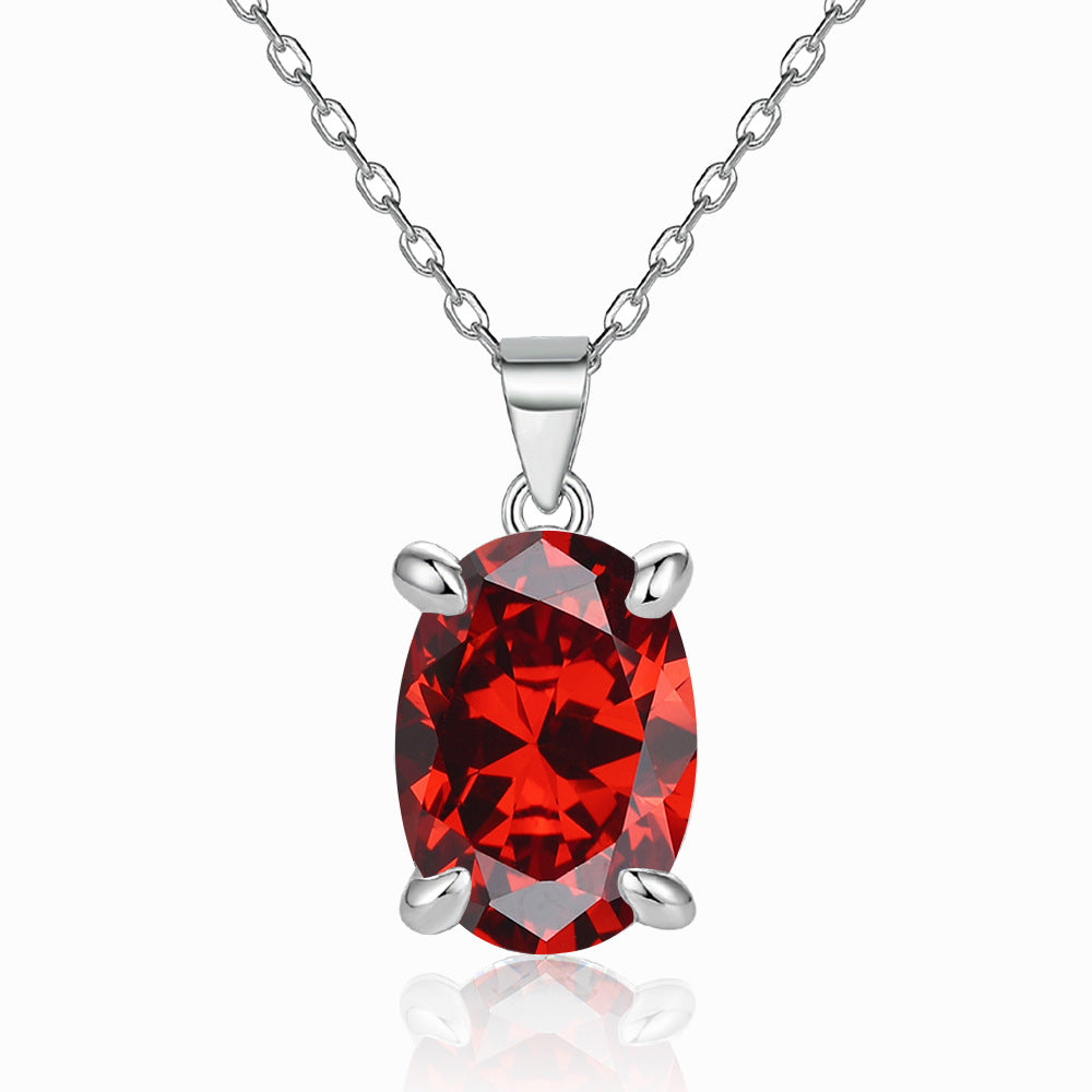 Damen Anhänger-Halskette mit ovalem, tiefgrünen Edelstein und hochwertiger Silberfassung Shop Nory