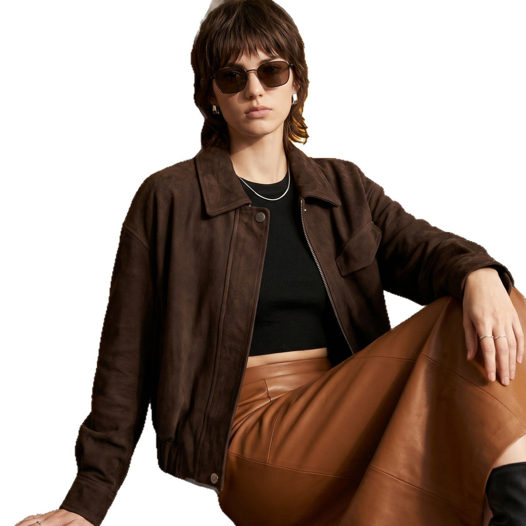 Damen Suede Bikerjacke Shop Nory