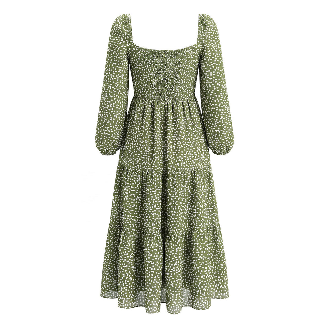 Damen Midikleid mit quadratischem Ausschnitt, gerafftem Rückenteil und Stufenrock Shop Nory