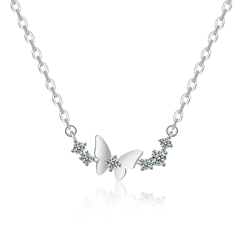 Damen Halskette mit filigranem Schmetterlingsdesign und funkelnden Zirkonia Shop Nory
