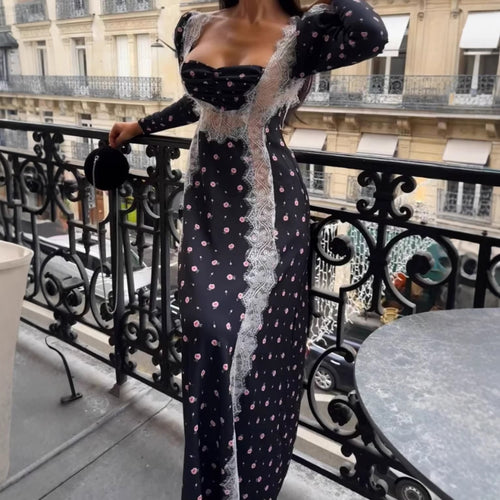 Damen Maxikleid mit Spitzenbesatz und floralem Alloverprint Shop Nory
