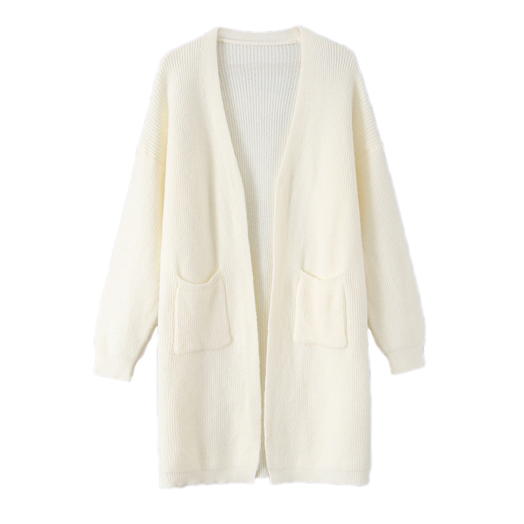 Damen Langer Oversize Strickcardigan mit aufgesetzten Taschen Shop Nory