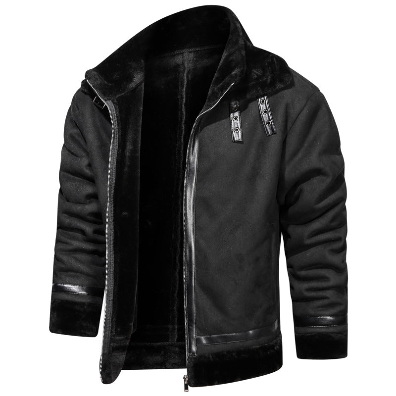 Herren Fliegerjacke mit Lammfellfutter und Kunstlederapplikationen Shop Nory
