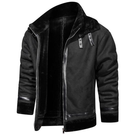 Herren Fliegerjacke mit Lammfellfutter und Kunstlederapplikationen Shop Nory