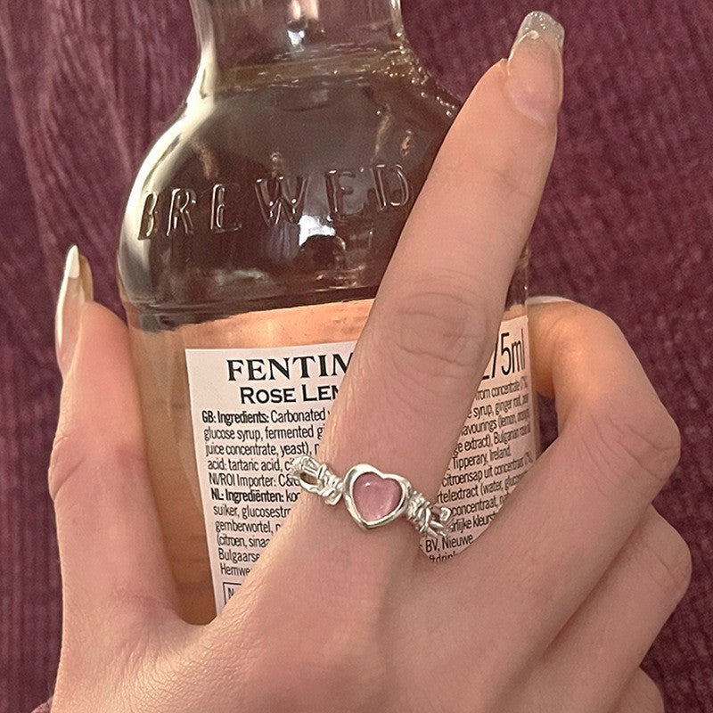 Damen Offener Ring mit herzförmigem Anhänger und funkelnden Akzenten Shop Nory