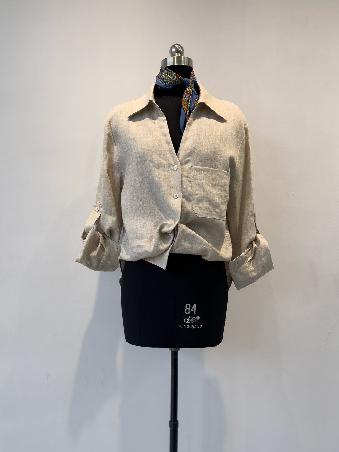 Damen Freizeit Knoten-Front Leinen Hemd Shop Nory
