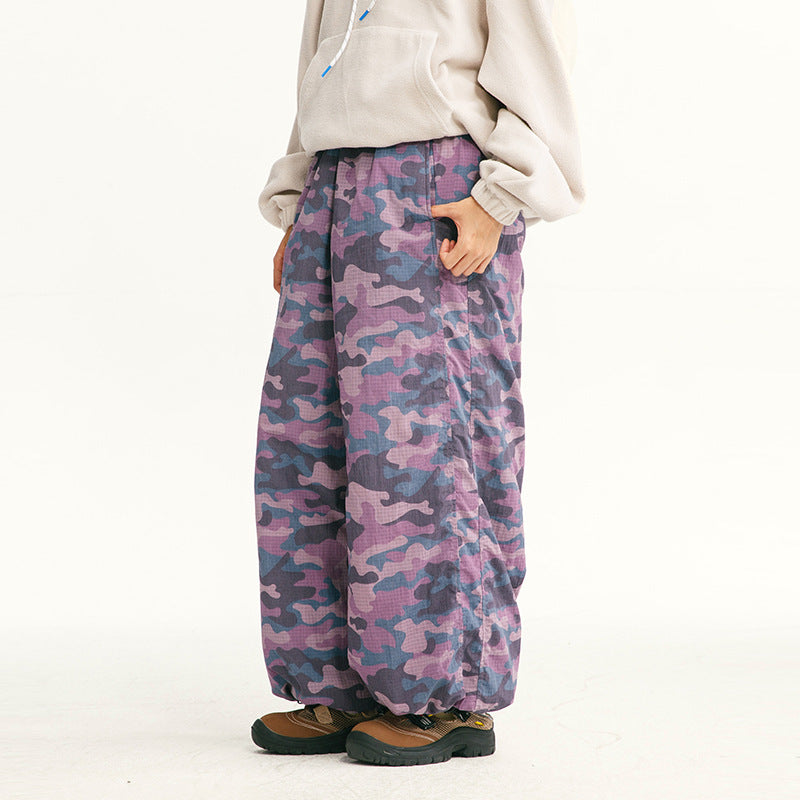 Herren Locker geschnittene Ripstop-Freizeithose mit Camouflage-Muster und elastischem Kordelbund Shop Nory